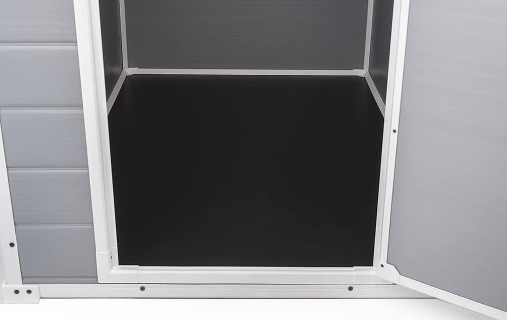 6x5ft Outdoor Plastic Garden Storage Shed — Weatherproof Grey Garden Shed